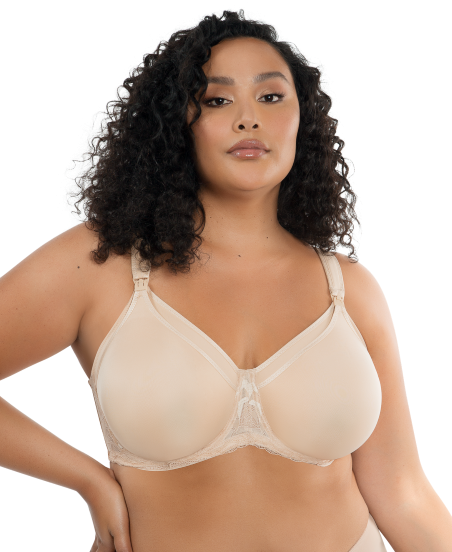 PARFAIT Leila Seamless Spacer Nursing bra with Flexiwire C-H Cups in band  sizes 10-22 Black & Bare - Arianne Lingerie