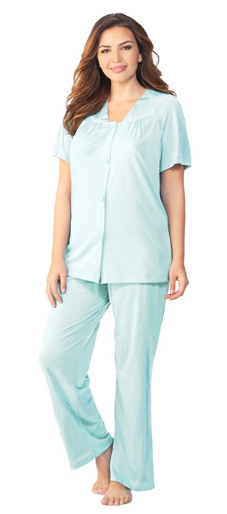 EXQUISITE FORM Short Sleeve Long Leg Nylon Pyjama Set sizes S-3XL ...