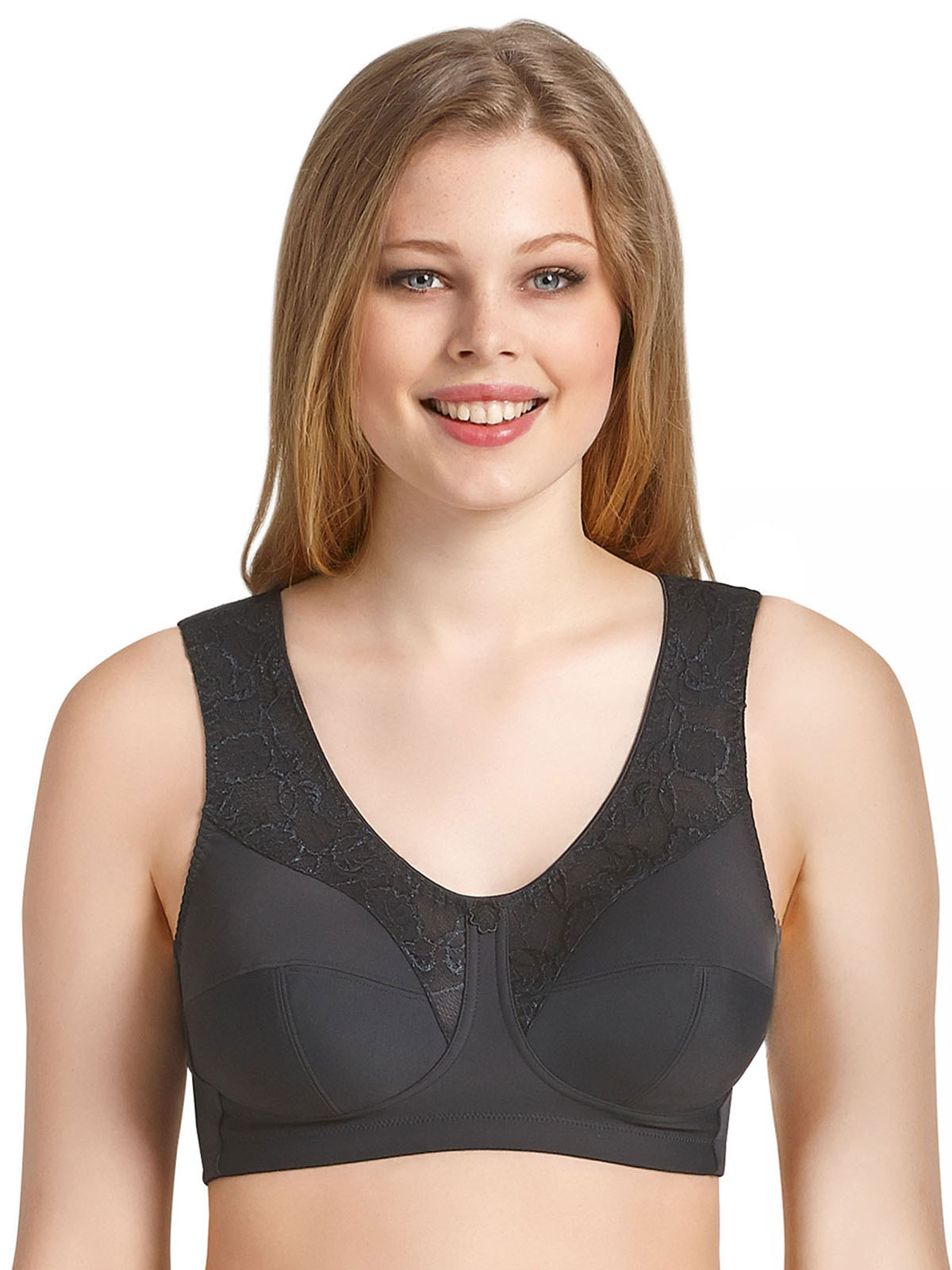 ANITA Microenergen Wire free Support bra - Extra Firm support in A-H Cups  in band sizes 12-28 - Deep Sand & Black - Arianne Lingerie