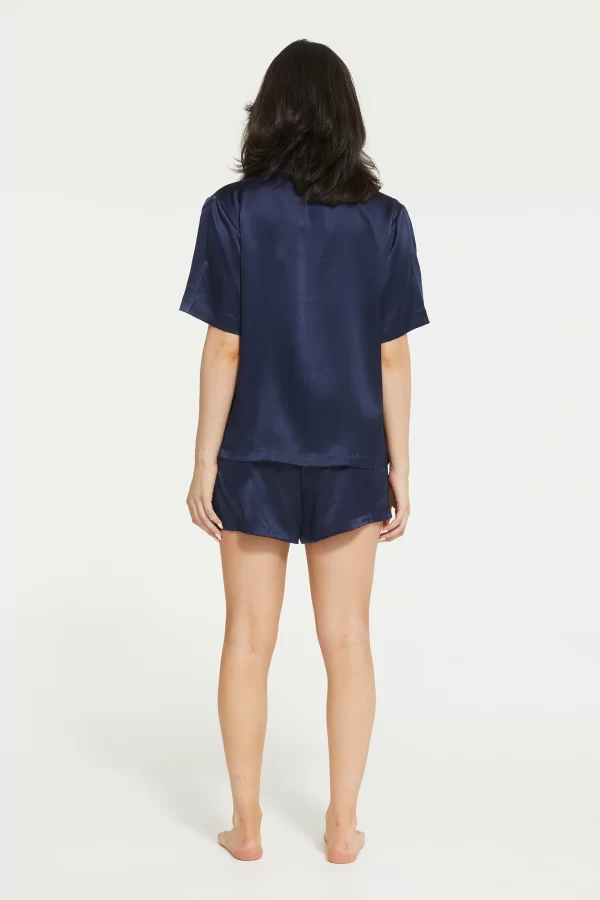 GINIA Pure Silk Fine Finishes Short Pyjama XS-3XL - Midnight Blue ...